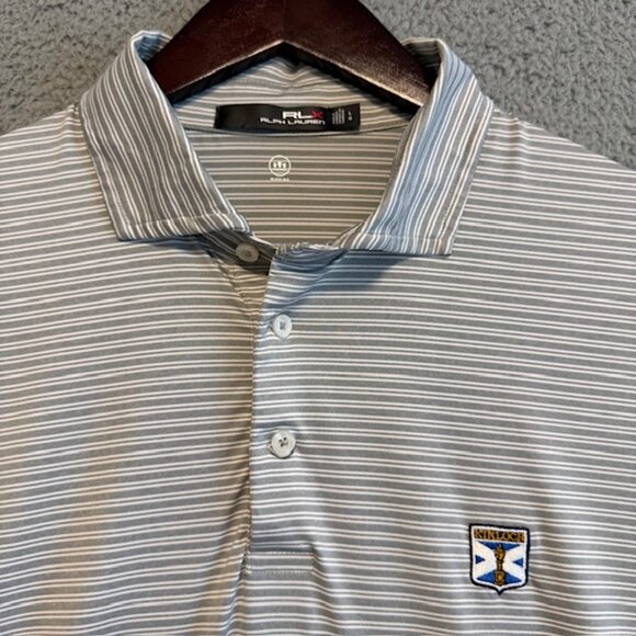 RLX Ralph Lauren Polo Shirt Mens Large KINLOCH Golf Gray Short Sleeve Button - Picture 3 of 16